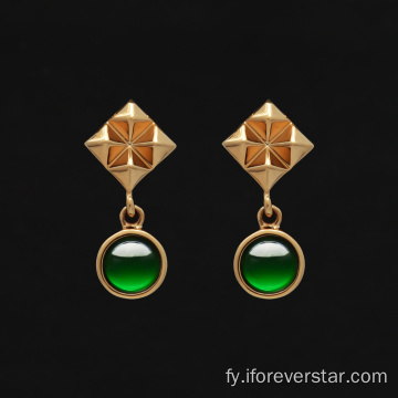 18k Echte Gold Keizen Haver Jadeite Earrings